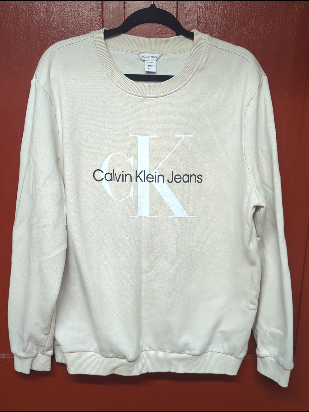 Calvin Klein Cream Crewneck with White CK Logo